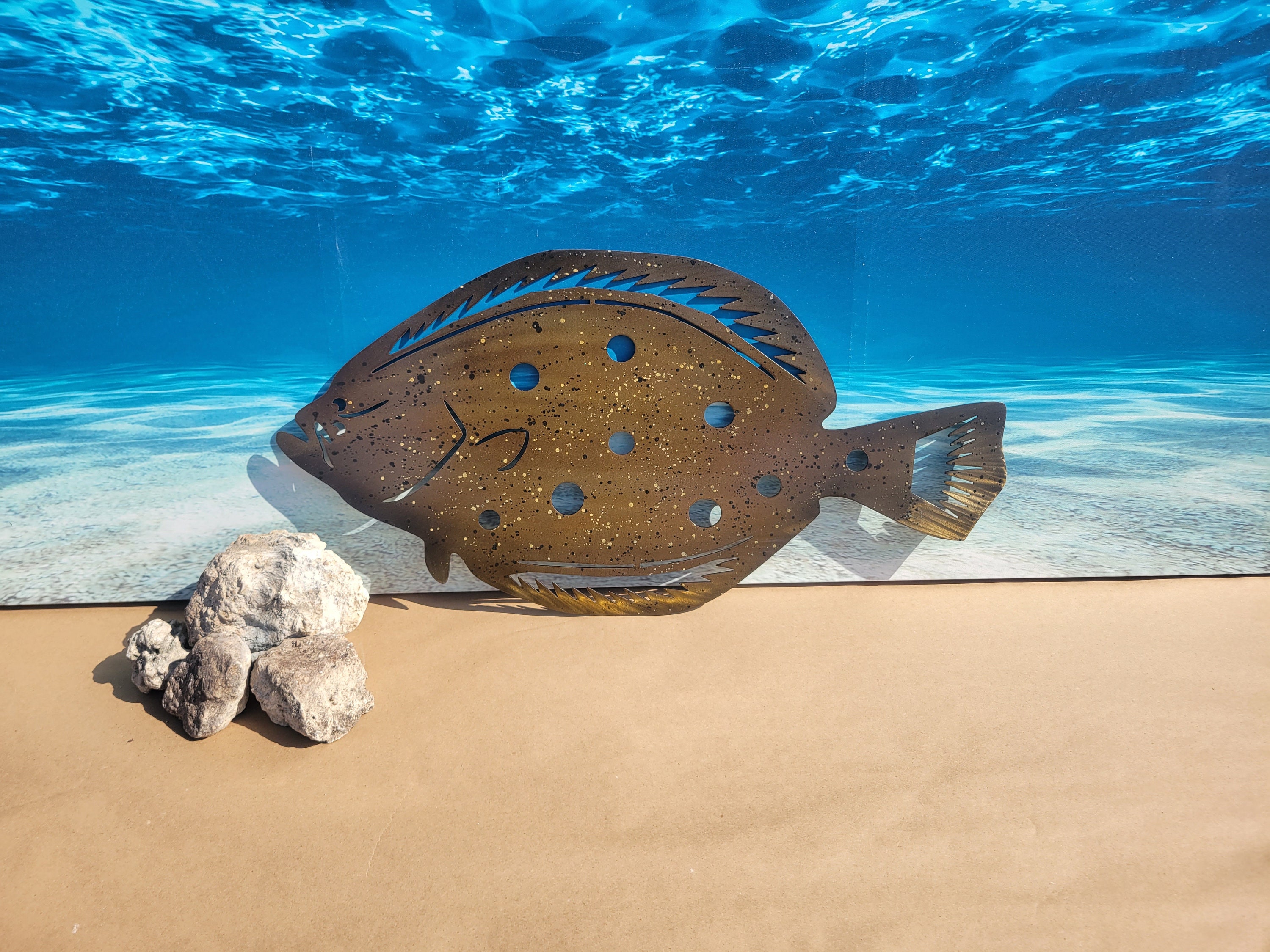Fluke Flounder Halibut Fish Metal Wall Art Fish Decor Custom Etsy