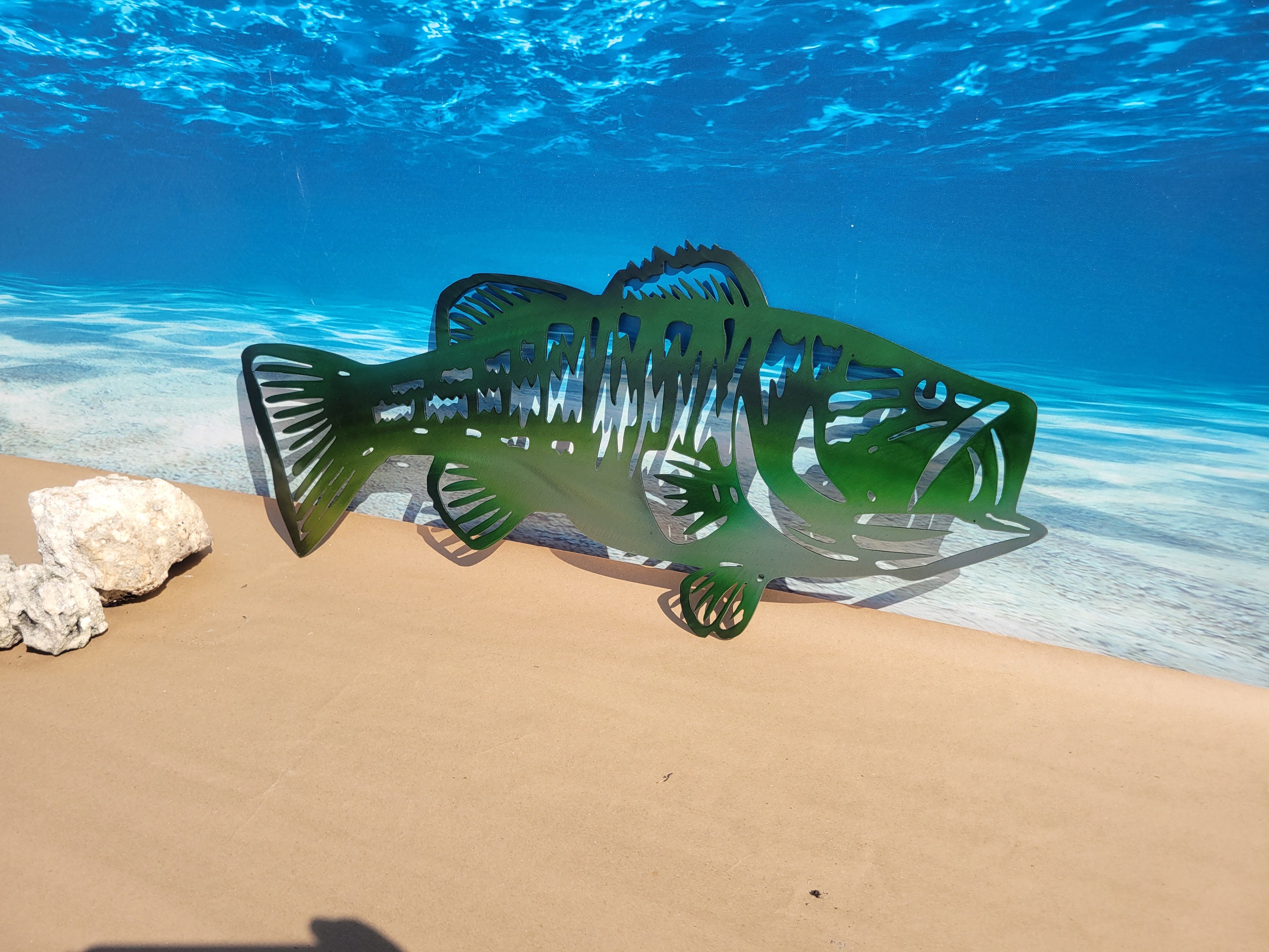 Large Mouth Bass Fish Metal Wall Art Fish Decor Custom Art Work