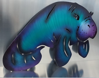 Manatee Metal Wall Art: Pop Art Fish Decor