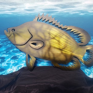 triple tail tripletail  metal wall art fish decor custom art work steel or aluminum