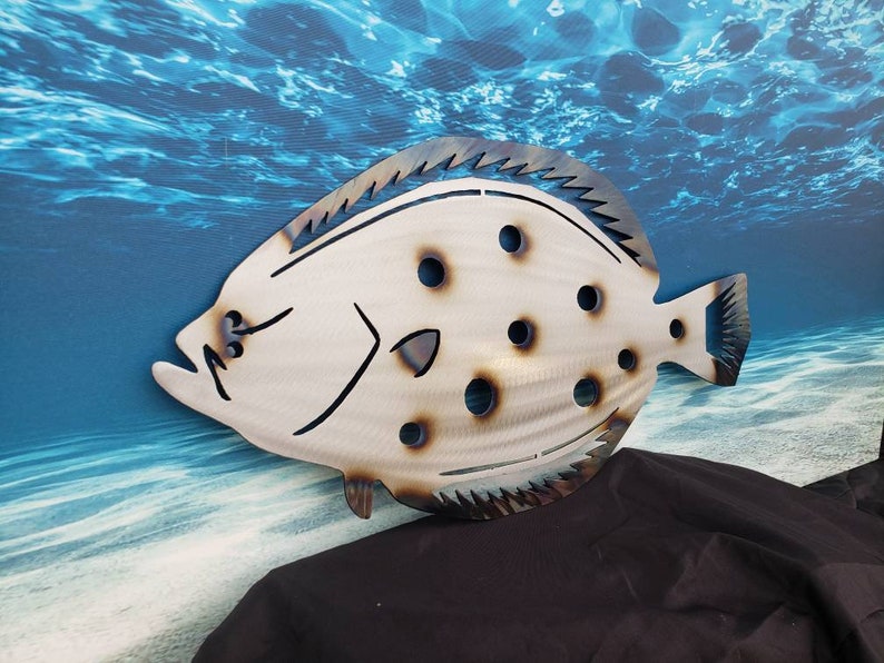 Fluke Flounder Halibut Fish Metal Wall Art Fish Decor Custom Etsy