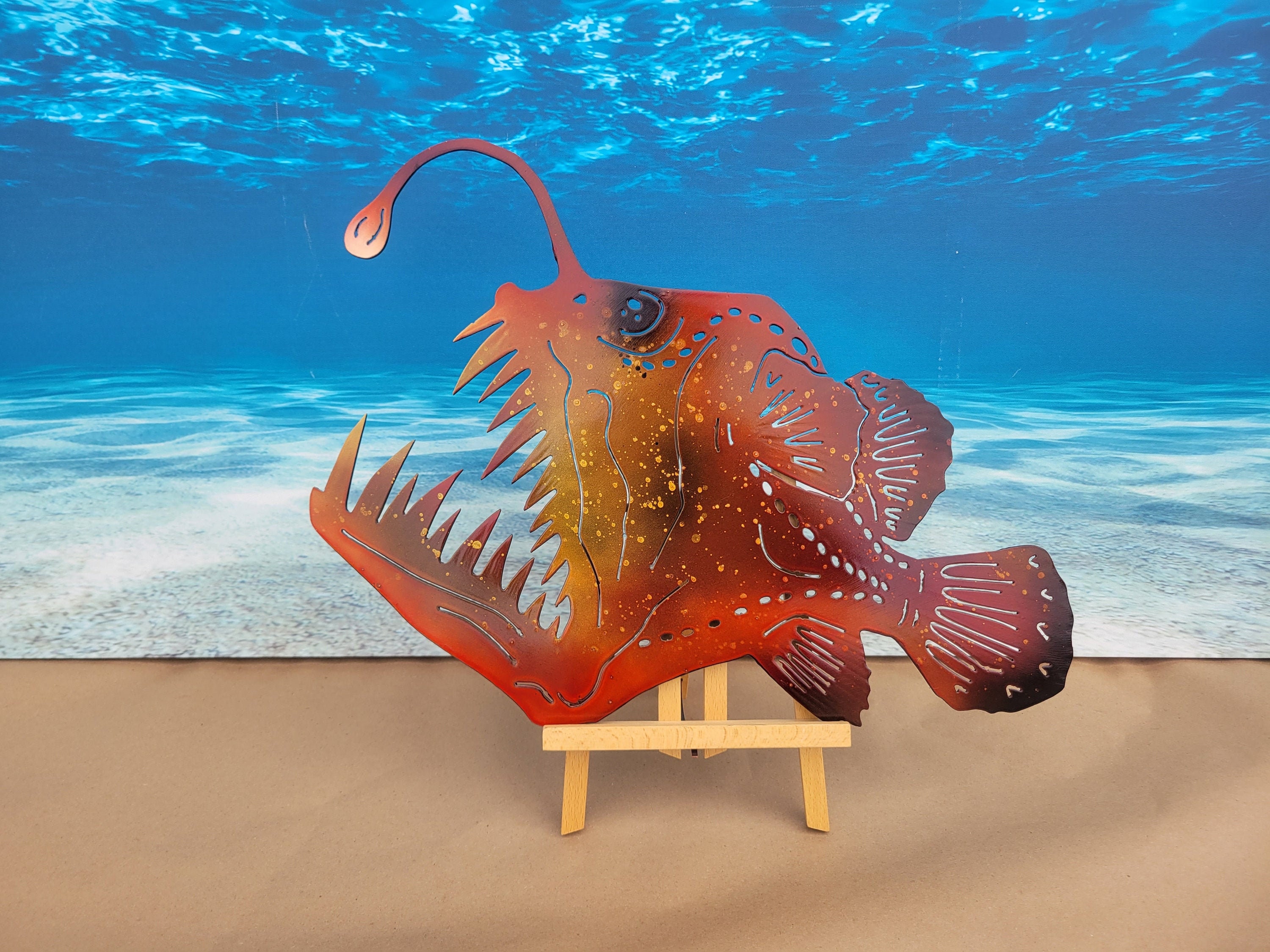 Angler Fish Metal Wall Art Fish Decor Custom Art Work Steel
