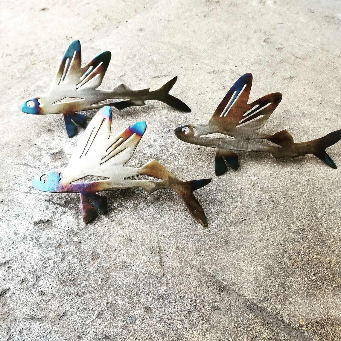 Flying fish school metal wall art fish decor custom art work Etsy