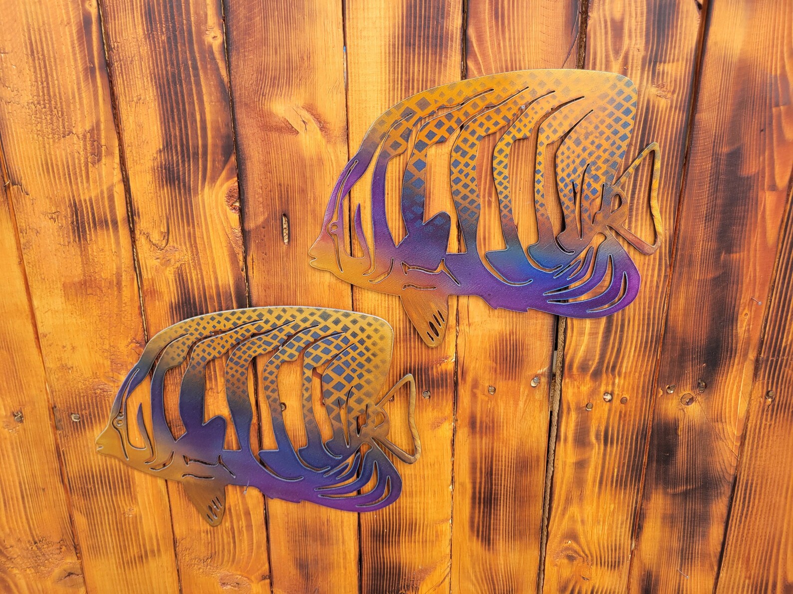 Angel Fish Pair Metal Wall Art Fish Decor Custom Art Work Etsy