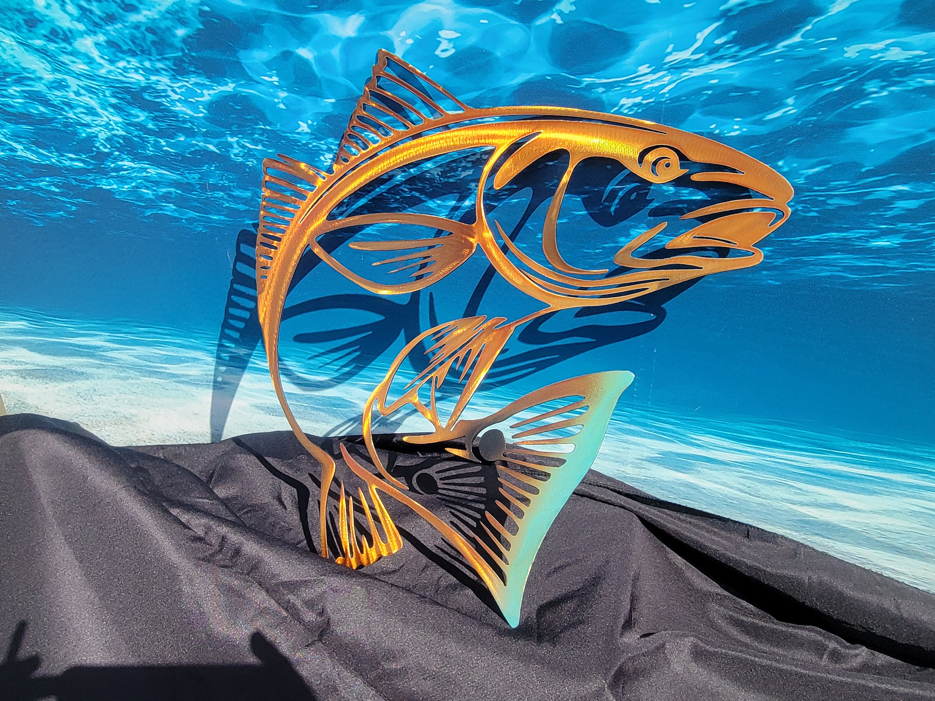 アートパネル　レッドフィッシュ Redfish Wall Art: Steel Red Drum Fish Decor - Etsy