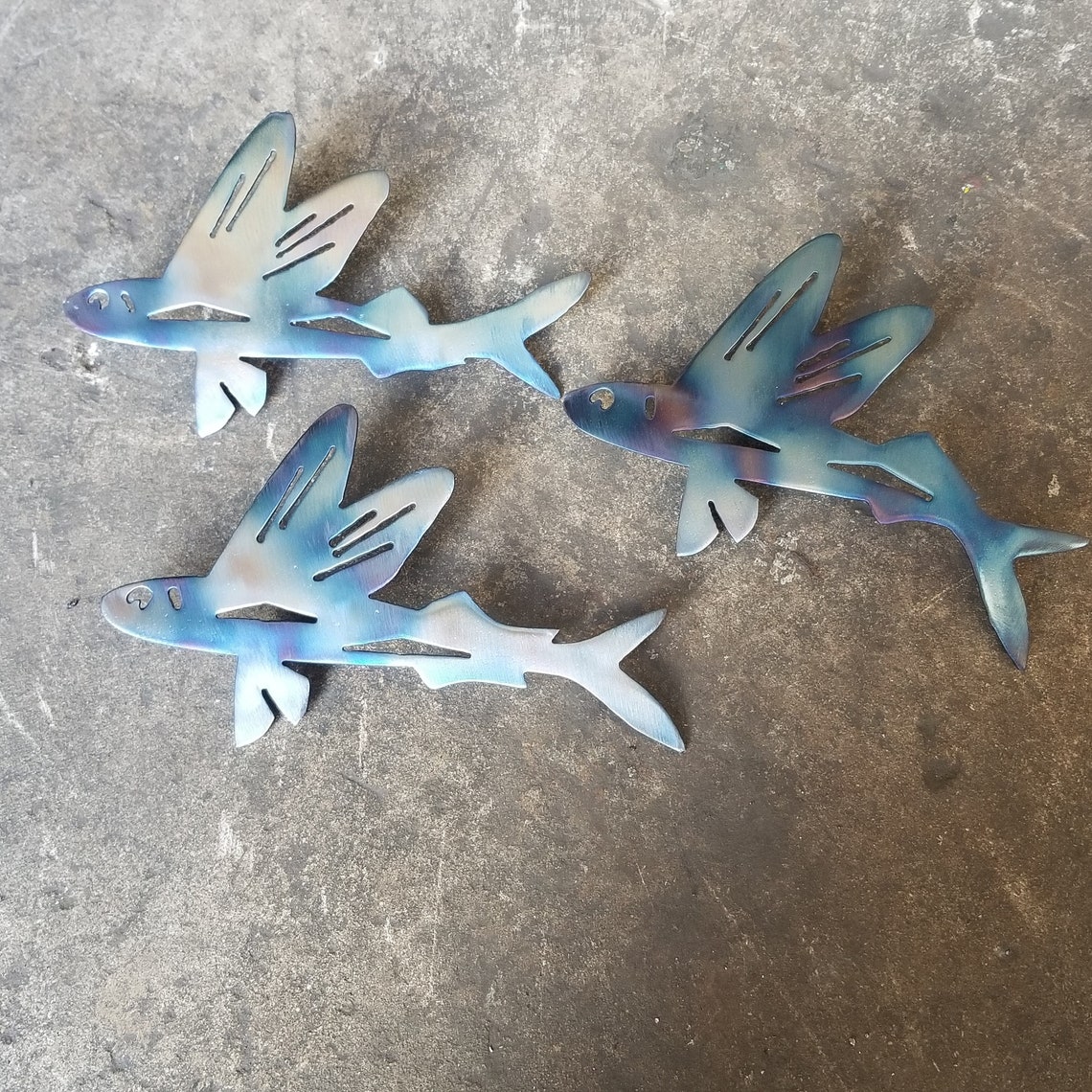 Flying Fish School Metal Wall Art Fish Decor Custom Art Work Etsy