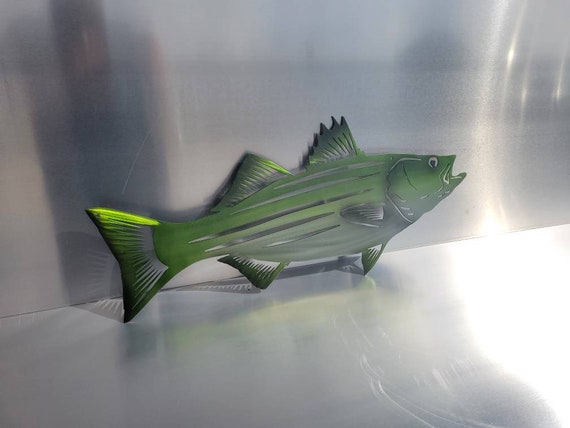 Striped Bass Stripper Rock Fish Metal Wall Art Fish Decor Custom Art Work  Steel or Aluminum 