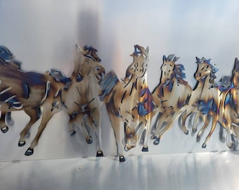 Horses running wild mustangs mustang running metal art wall art decor steel scuplture