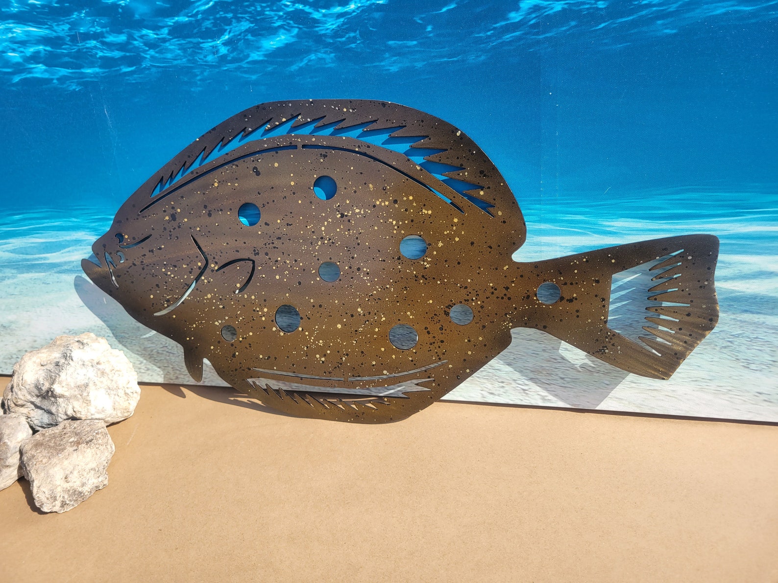 Fluke Flounder Halibut Fish Metal Wall Art Fish Decor Custom Etsy