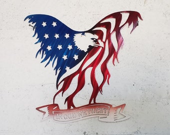 Eagle Flag metal wall art home decor metal decor country cabin ranch art sign hunting