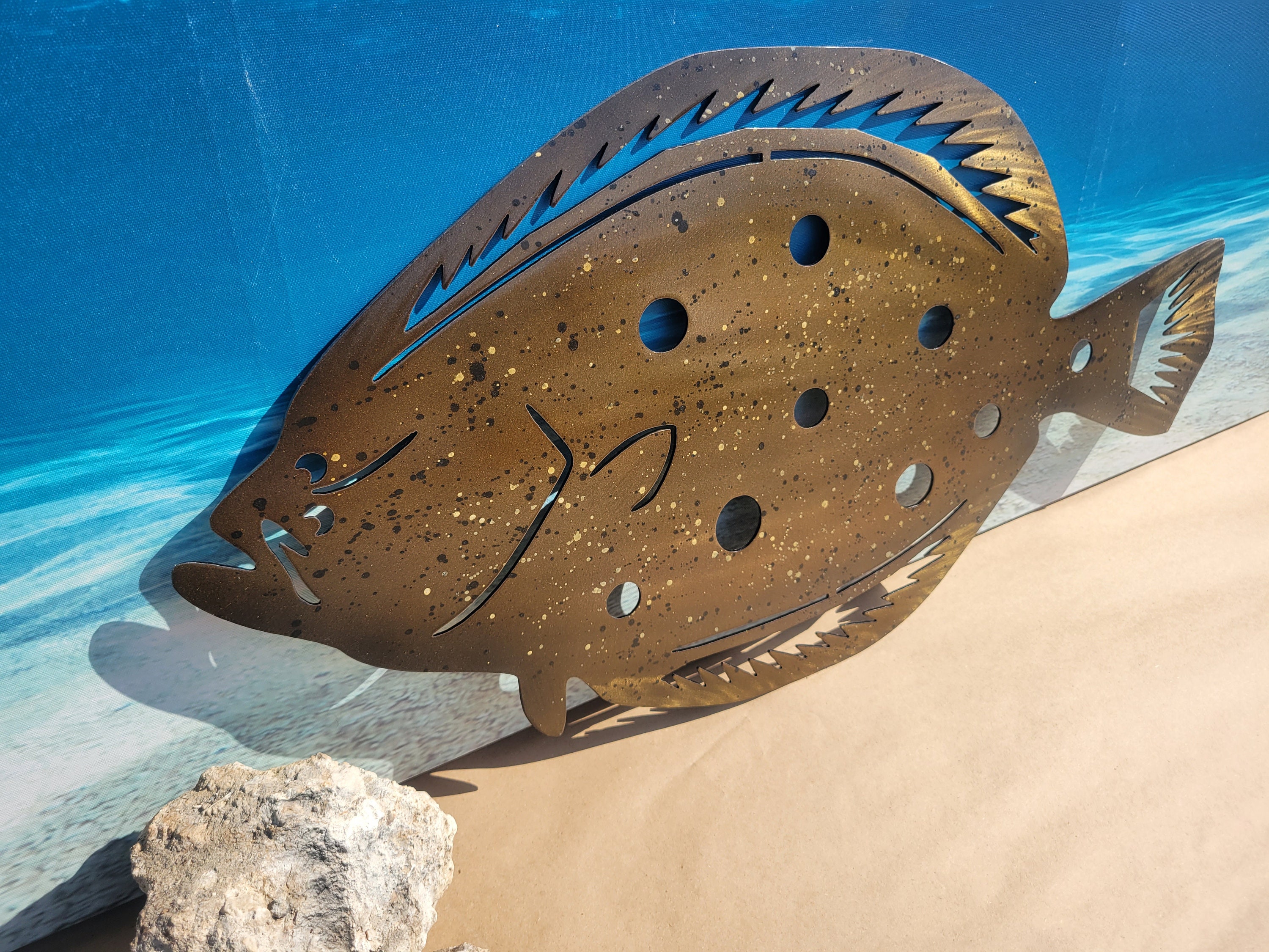 Fluke Flounder Halibut Fish Metal Wall Art Fish Decor Custom Etsy