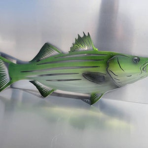 striped bass stripper rock fish metal wall art fish decor custom art work steel or aluminum