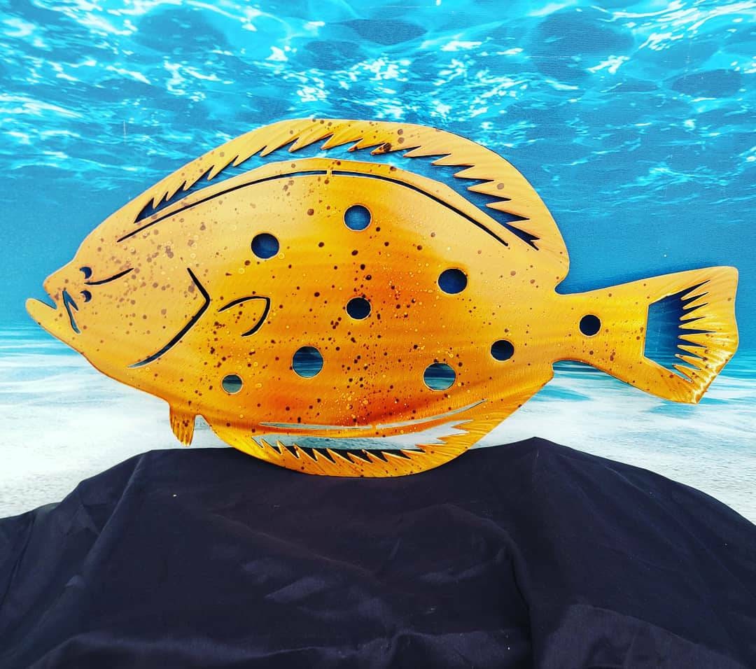 Fluke Flounder Halibut Fish Metal Wall Art Fish Decor Custom Art Work