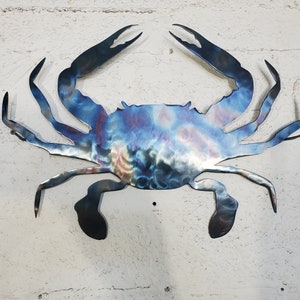 Blue crab metal wall art fish decor custom art work steel