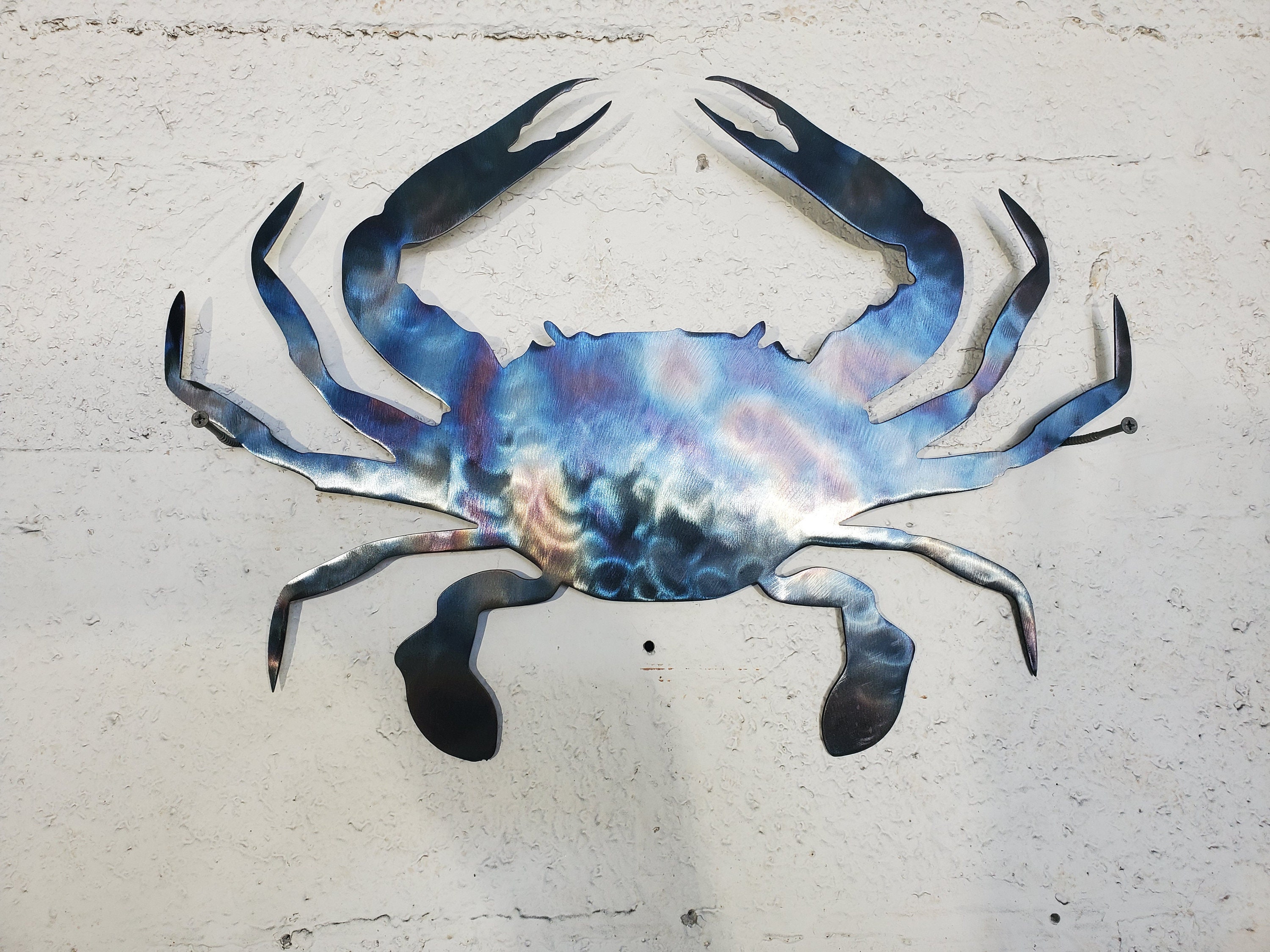 Blue crab metal wall art fish decor custom art work steel Etsy