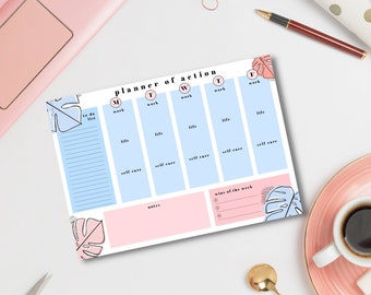 Weekly desk planner, self-care undated desk journal, self-care gift, daily wellness journal with wellbeing sections, weekly planner for 2024