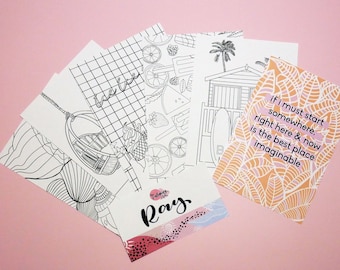 Ray Colouring Page set, A5 Adult colouring page set, Lifestyle inspired gifts, Anxiety relief present, Mindfulness set