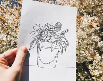 Five Floral Adult Colouring Pages | Relaxing colouring| 5 downloadable prints | Quarantine colouring | Self-care product| PDF & PNG