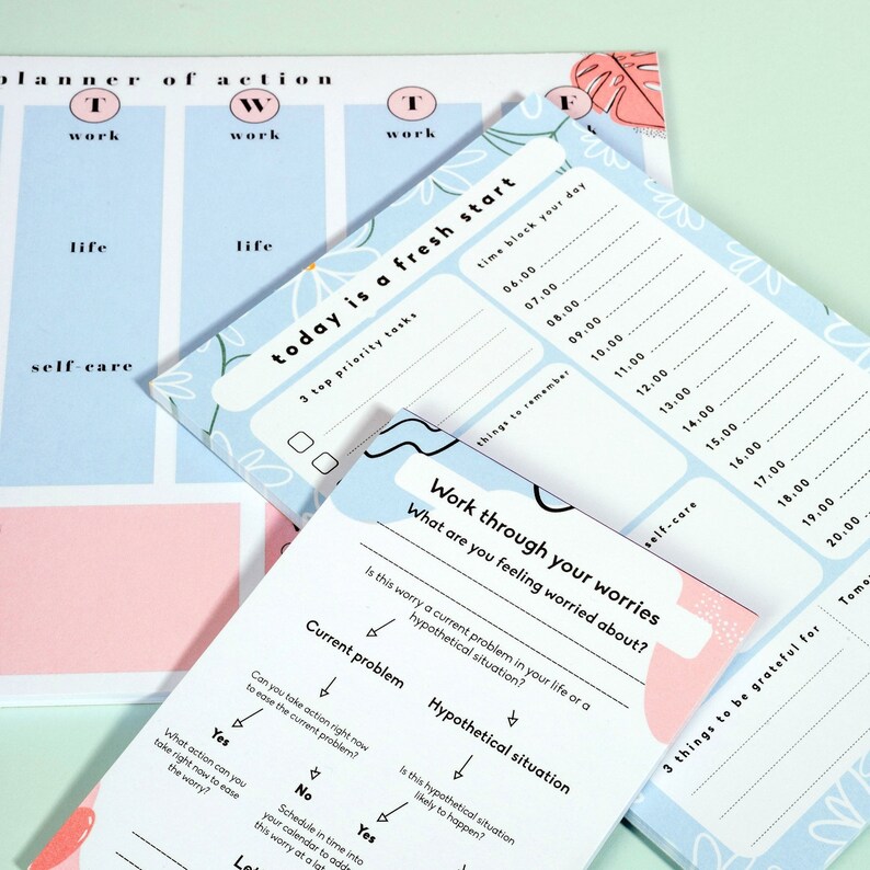 Ultieme zelfzorgset voor briefpapier, bureauplannerset van 3, briefpapierset, bureaupapier, eco-briefpapier voor studenten, studentenplanner afbeelding 1