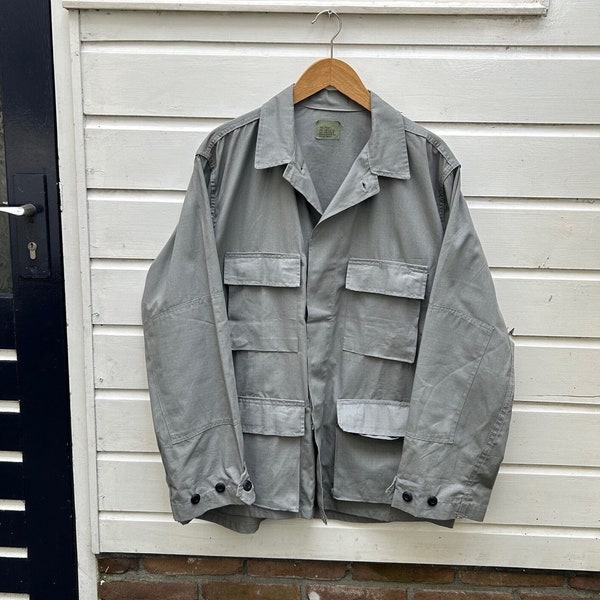 Vintage 90s: Atlanco US Army repro Jungle Jacket - ripstop - made in USA - grey (L - XL)