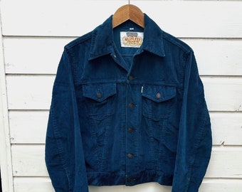 Vintage jaren 60: Levi's Big E Corduroy truckerjack - blauw - type III - made in USA - zeldzaam (38 / M)