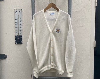 Vintage 80s: Pickering sportswear cream cardigan - orlon acrylic - made in USA (L)