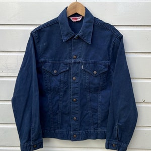 Vintage 70s: Levi's Cotton Trucker Jacket - Snap Buttons - Navy