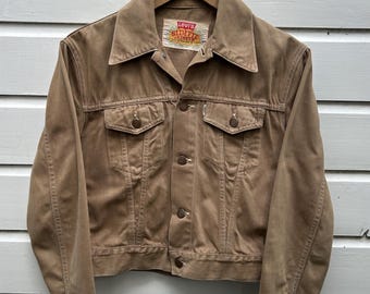Vintage 70s Lee Moleskin Trucker Jacket Pastel Yellow Made in USA
