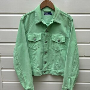 Vintage 90s: Polo by Ralph Lauren corduroy trucker jacket  - Apple Green (M)