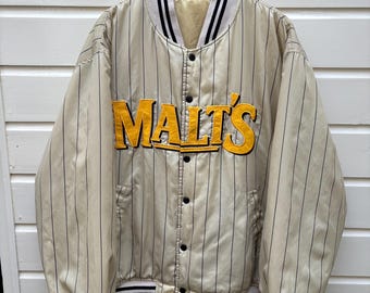 Vintage 80s: Malt's Beer - Reversible bomber baseball jacket - made in Japan (L-XL)