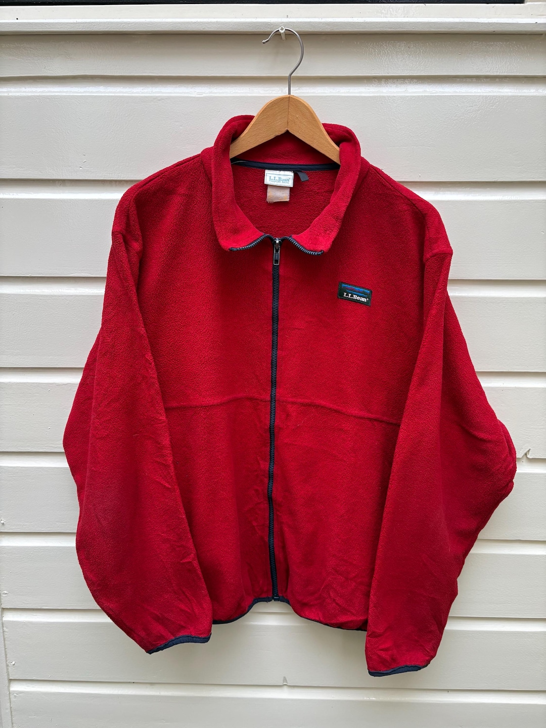 Vintage 80s: LL Bean Fleece Zipped Jacket - Red & Blue - Outdoors