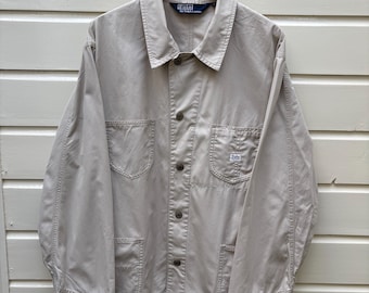 Vintage 90s: Polo by Ralph Lauren chore jacket - beige - snap buttons (L)