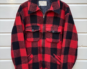 Vintage 70s Melton Wool Jacket: Buffalo Plaid, 3M Thinsulate, USA Made (L)