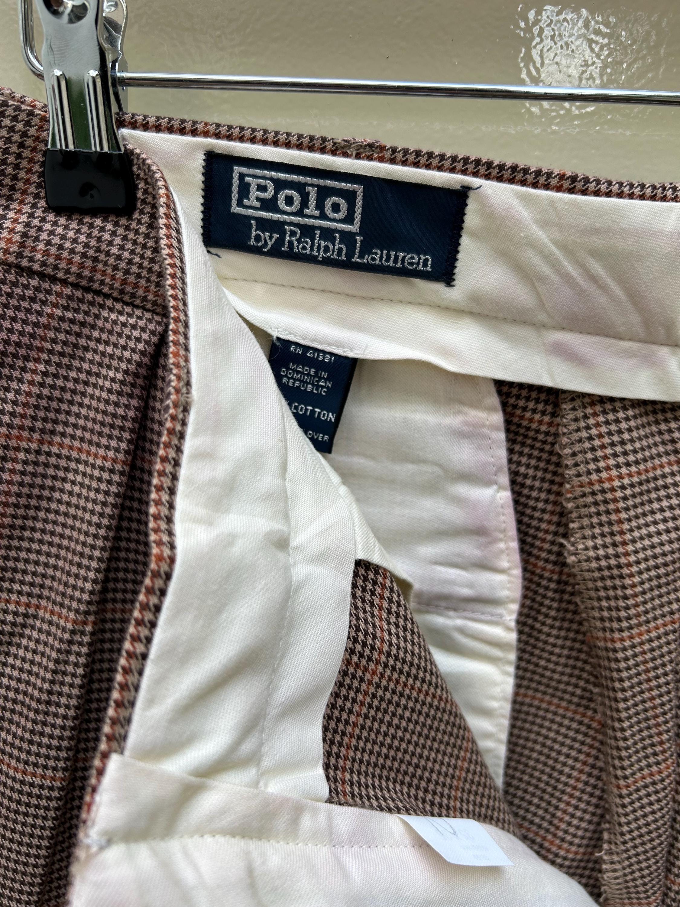 パンツ 90s Polo Ralph Lauren houndstooth slacks Vintage 90s: Polo by Ralph Lauren Pleated Houndstooth Pants - 100