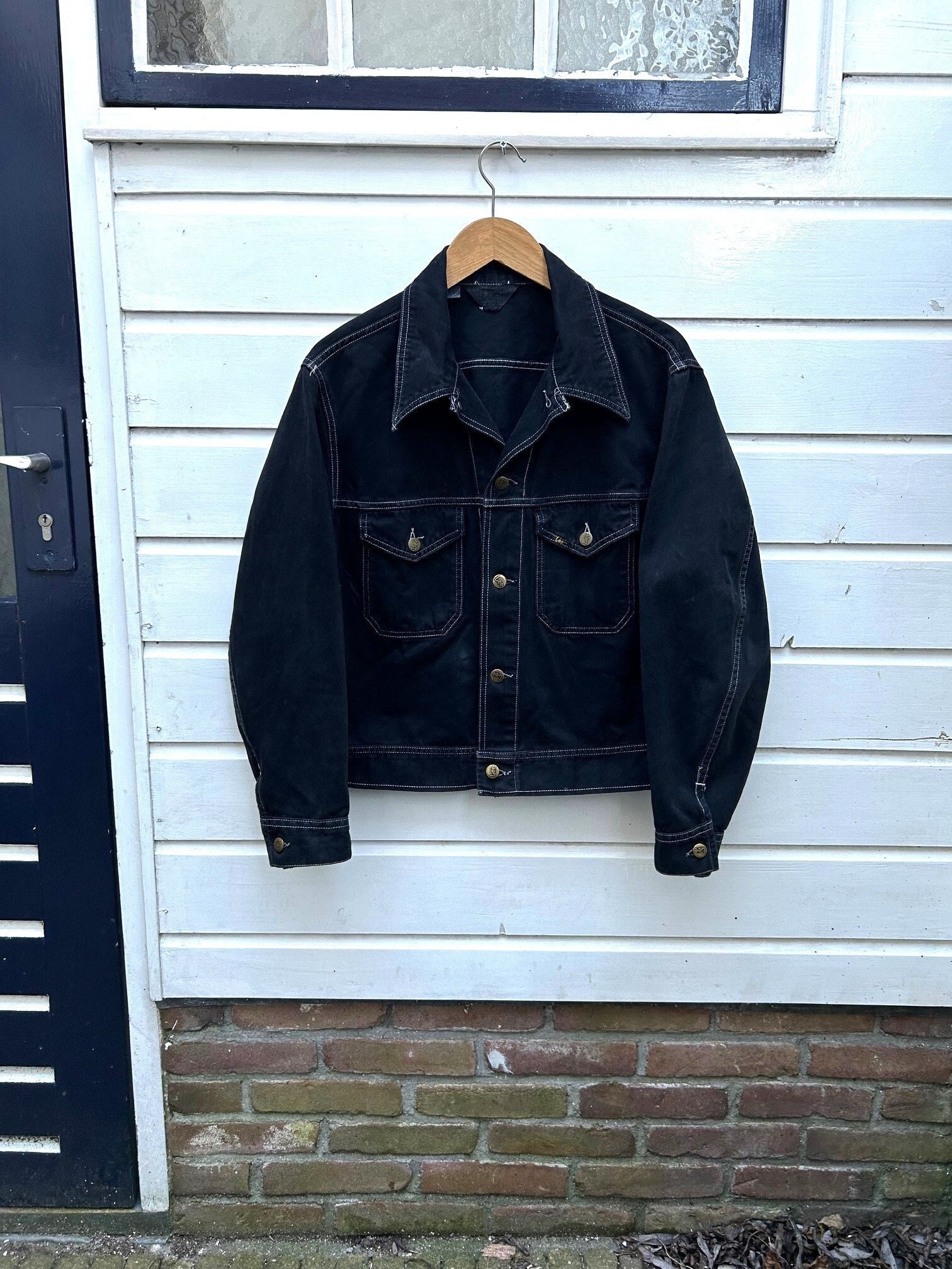 Vintage 70s: Lee Black Cotton Moleskin Trucker Jacket Vintage 70s: Lee Black Cotton Moleskin Trucker Jacket