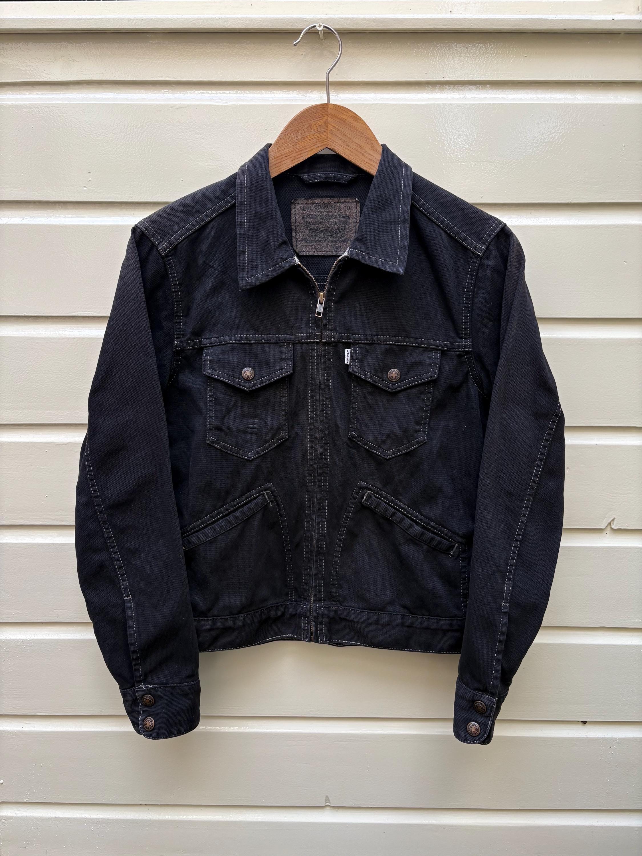Vintage 90s: Levi's Zipped Cotton Chore Jacket - Dyed Black