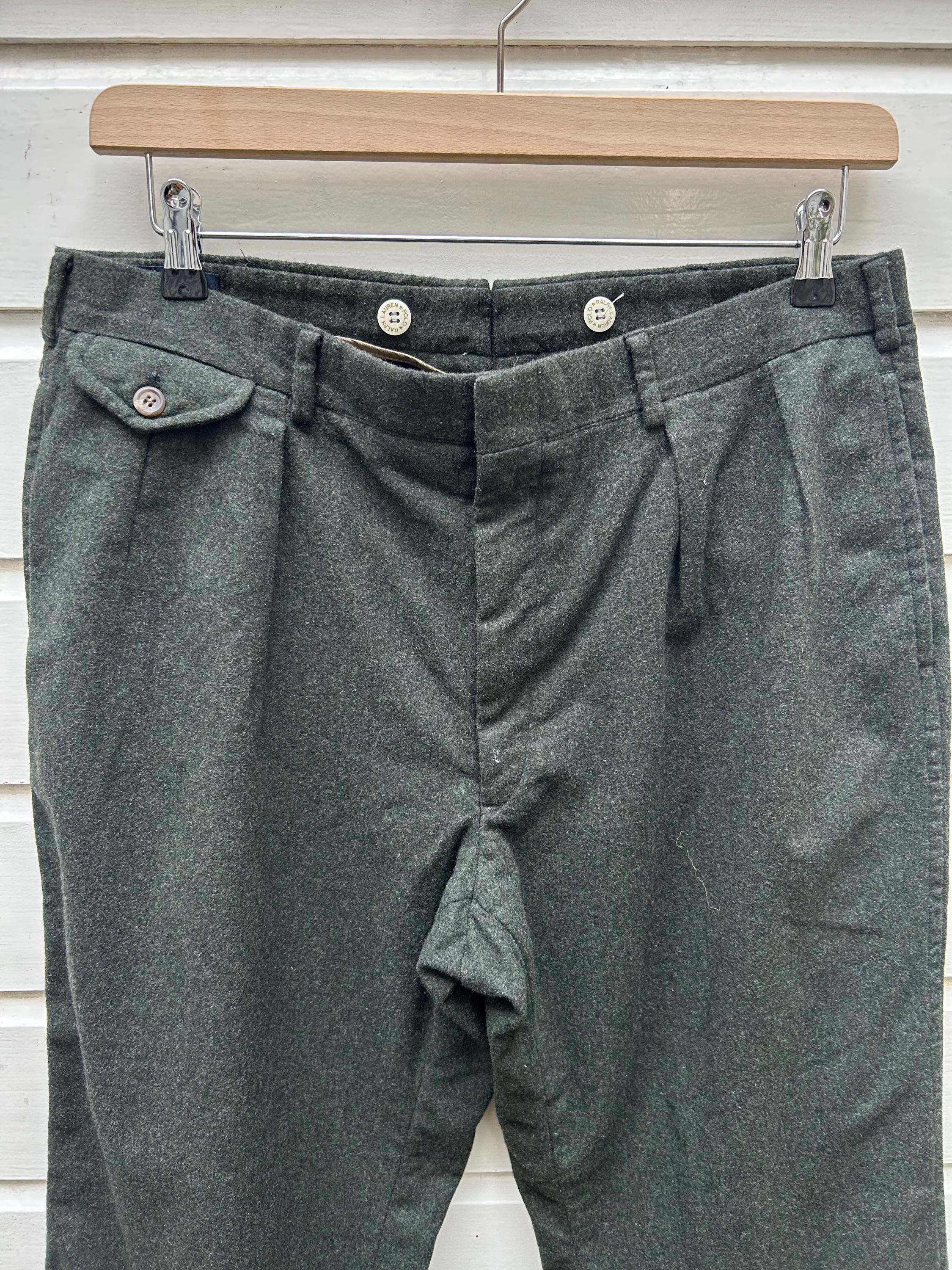Vintage 90s: Polo by Ralph Lauren Pleated Wool Pants - Green