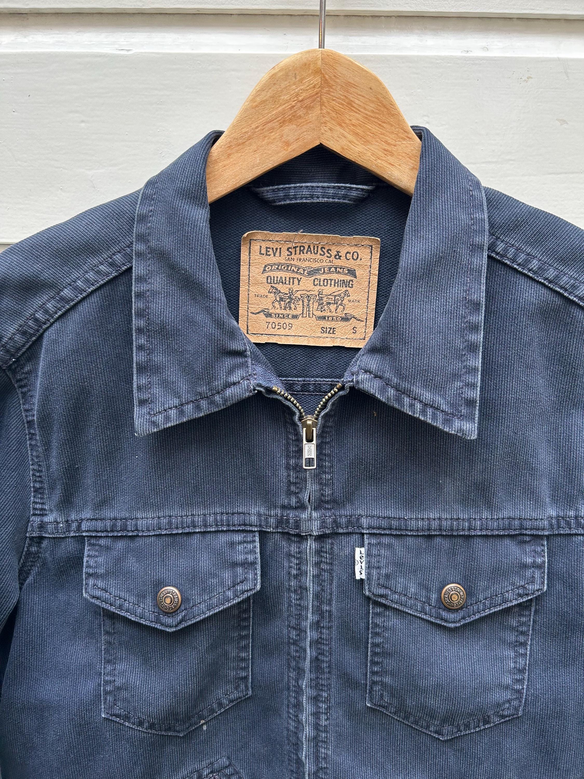 Vintage 90s: Levi's Zipped Cotton Chore Jacket - Navy Blue