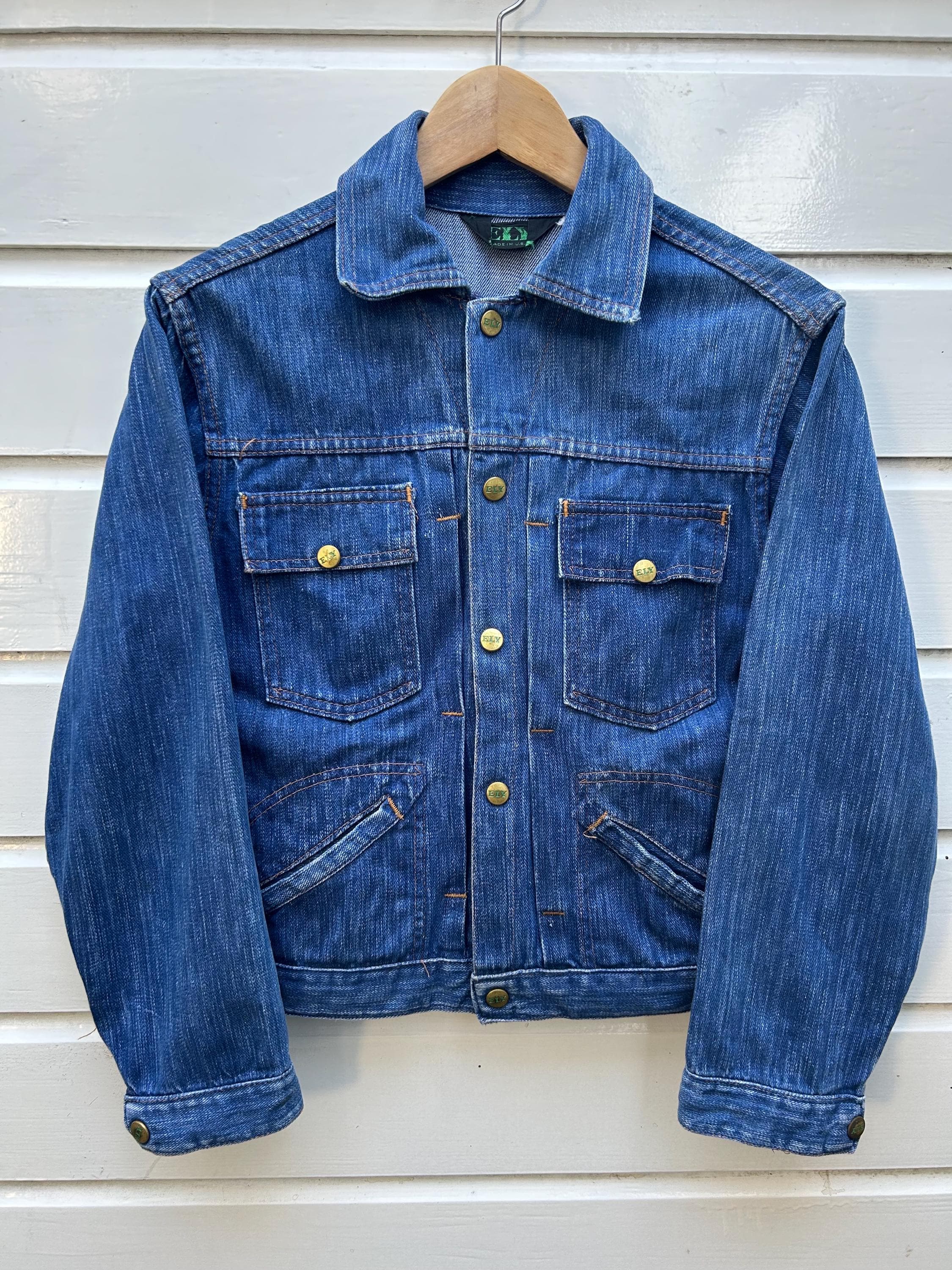 Vintage 70s: Ely Pleated Denim Jacket - Made in USA - Snap Buttons