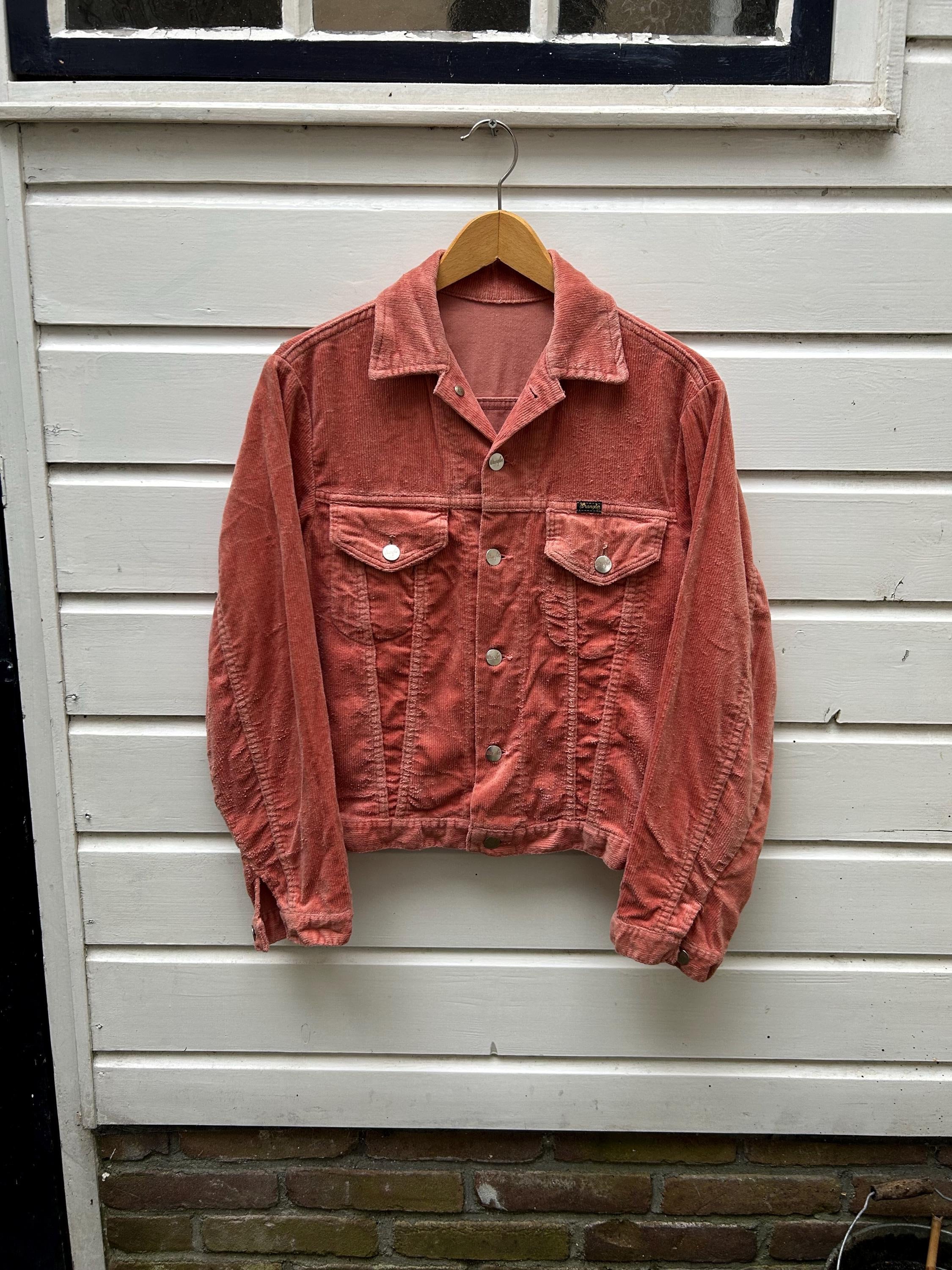 Vintage 70s Wrangler Velour Corduroy Jacket - Faded Orange