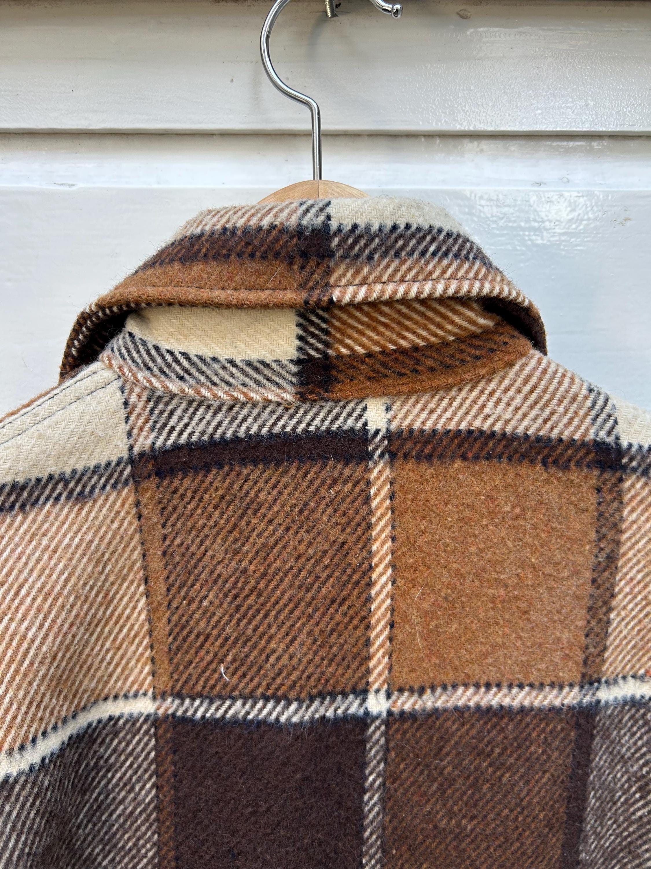 Vintage 70s: Jcpenney Brown Plaid Jacket - Wool - Made in
