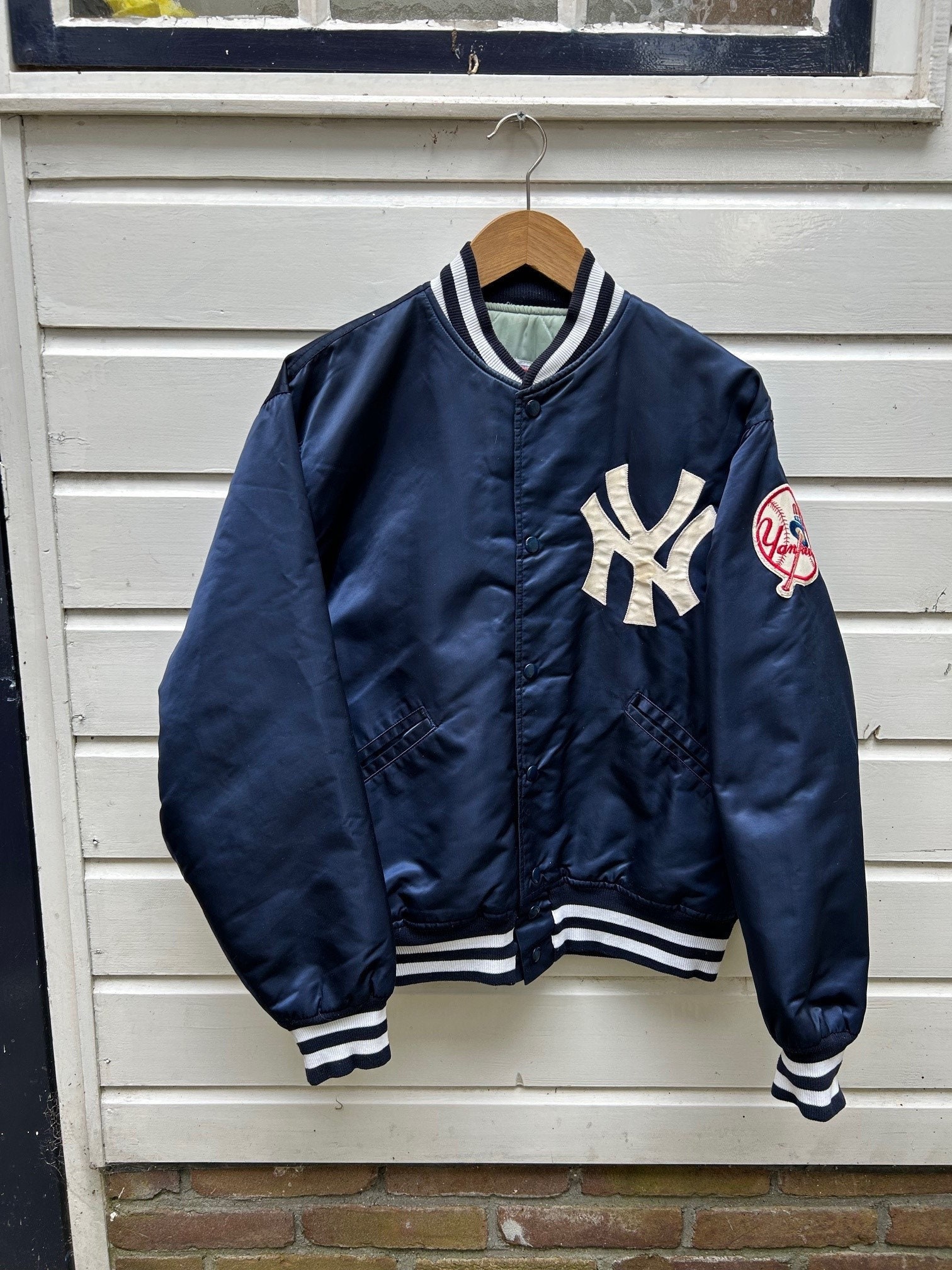 GQ494◇Felco : 90's USA製 Yankees 80s 90s MLB NEW YORK YANKEES FELCO SATIN JACKET MADE IN USA