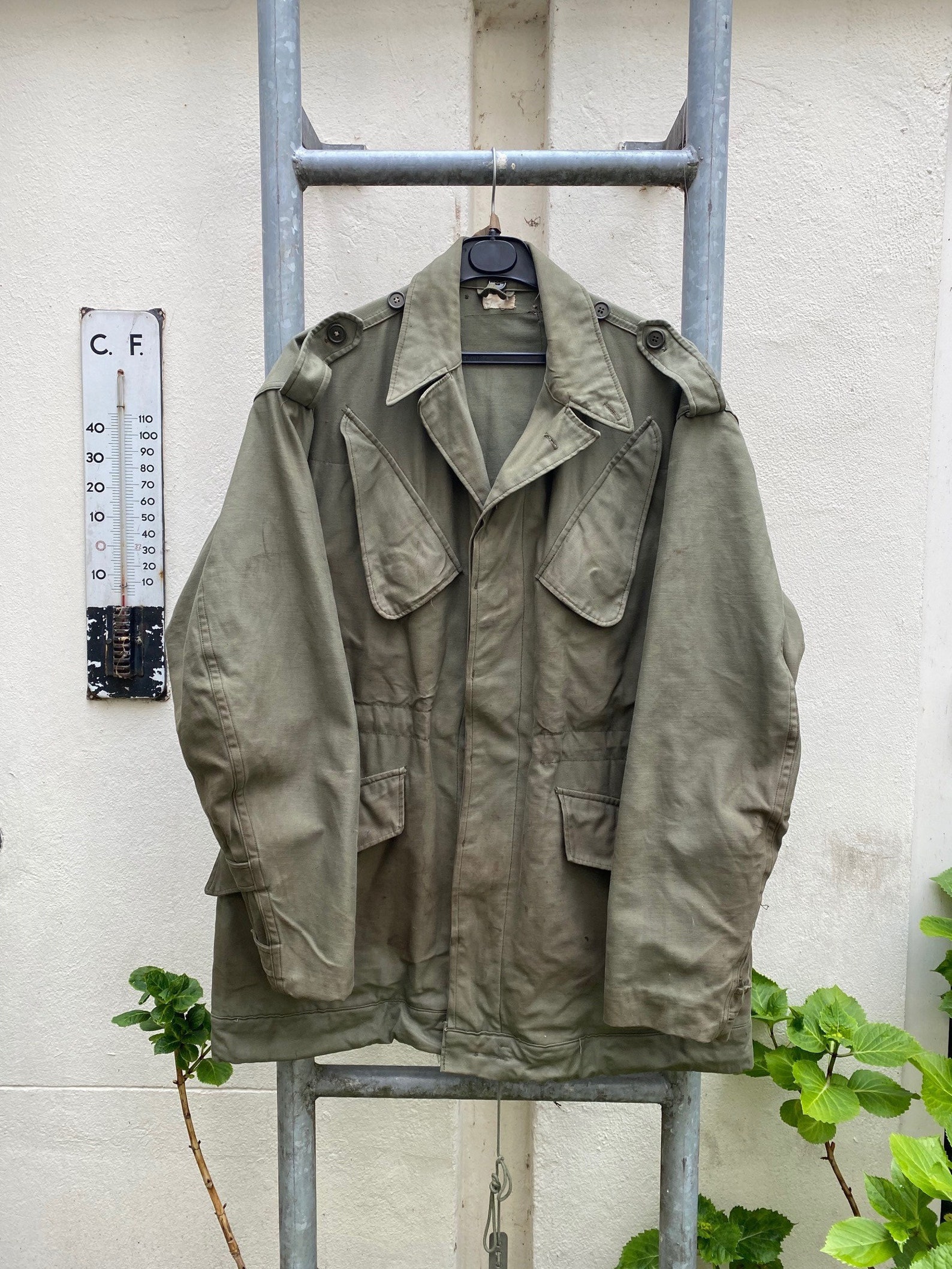 Vintage 60s: Dutch Military jacket fades & stains waxed | Etsy