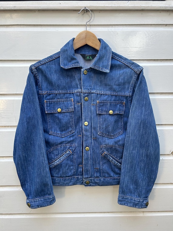 70s usa製 ビンテージ ELY デニムジャケット ジージャン ビッグサイズ Vintage 70s: Ely Pleated Denim Jacket - Made in USA - Snap