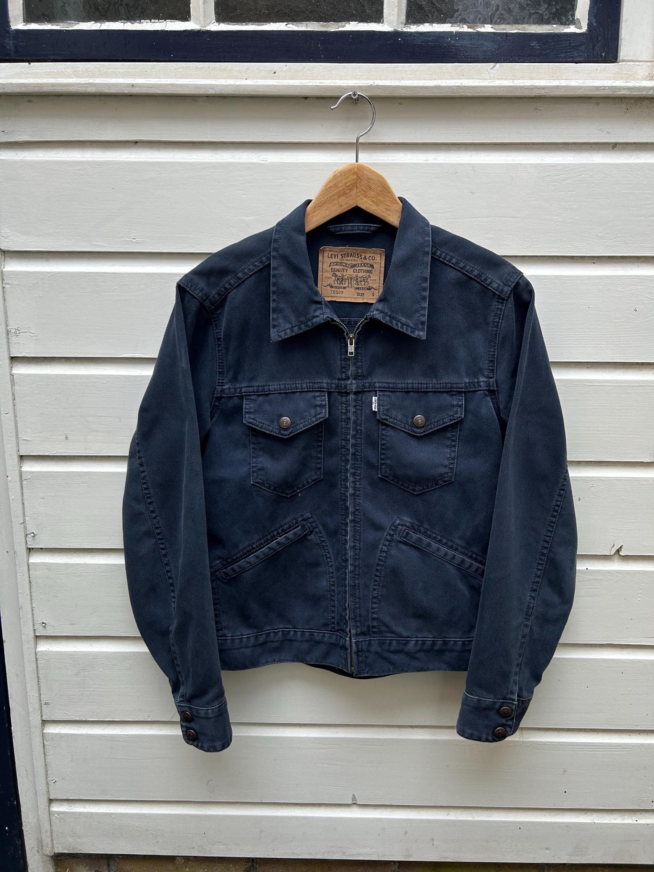 Vintage 90s: Levi's Zipped Cotton Chore Jacket - Grey Beige