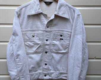 Vintage 70s: Lee off-white cotton jacket - bedford cotton - snap buttons - made in USA (S)