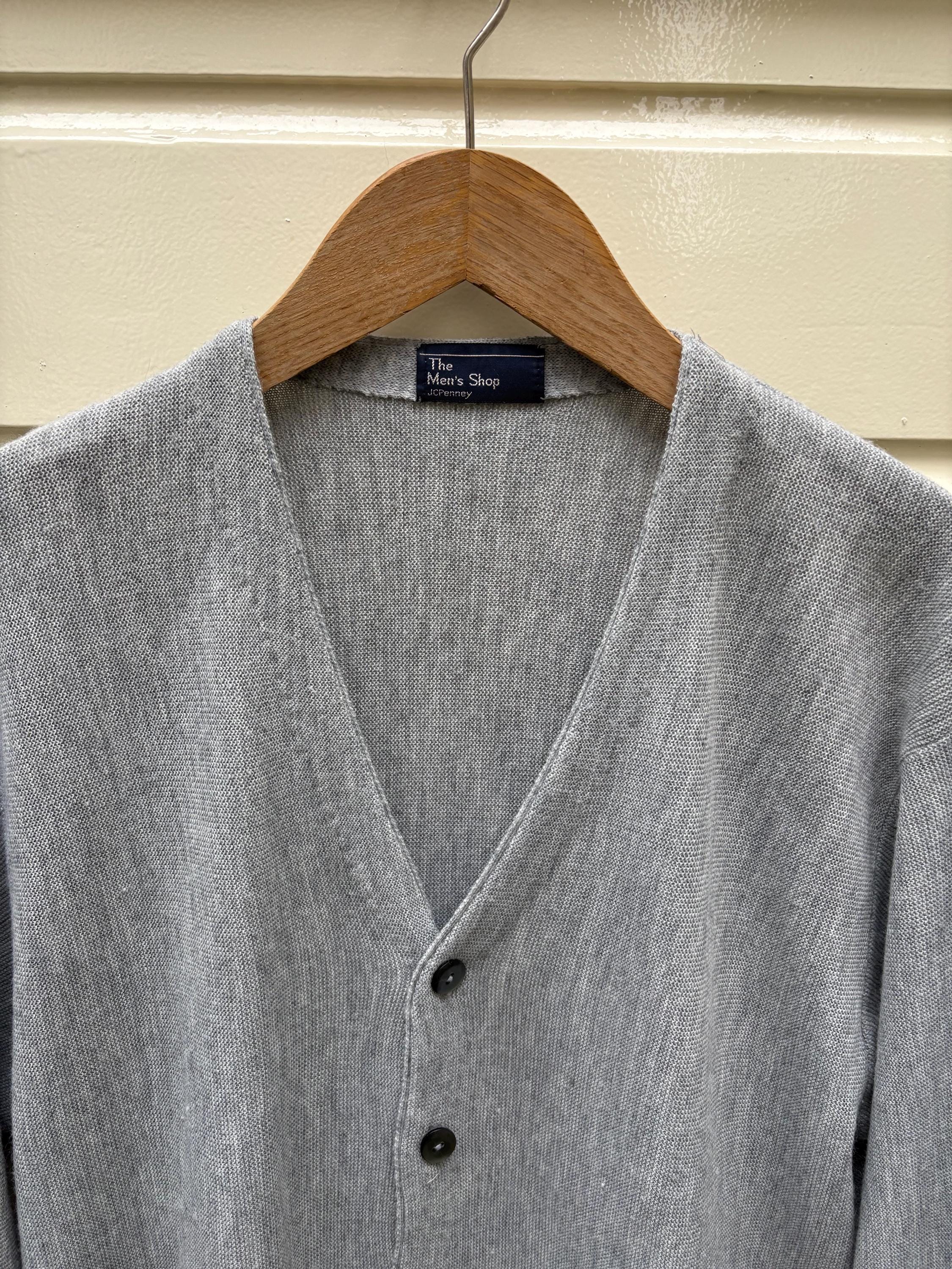70年代ヴィンテージ：JCPenney スポーツウェア グレーカーディガン 