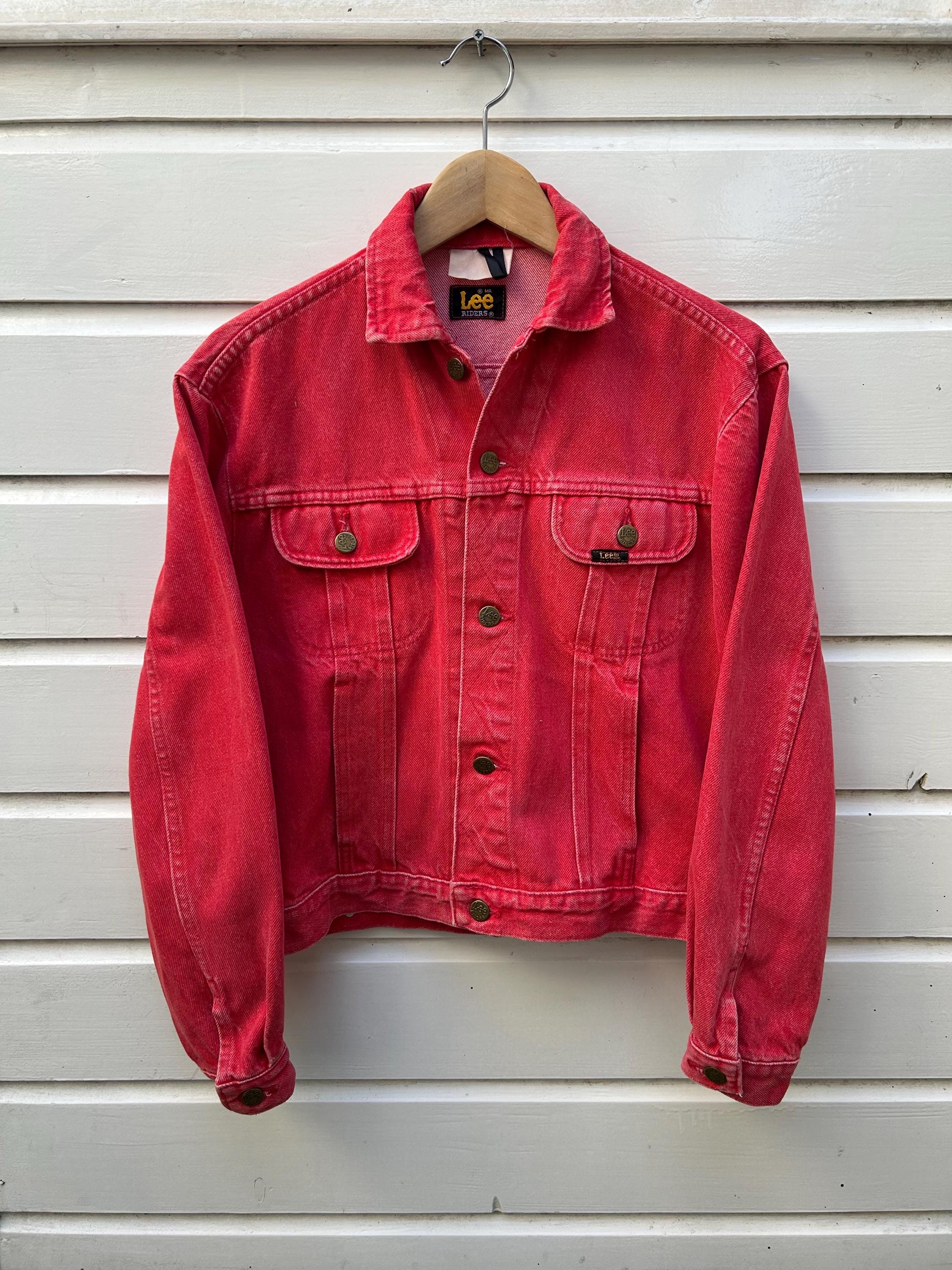 【RED LEGEND】 HOOVER Denim Jacket Vintage 80s: Lee Riders Colored Denim Jacket - Faded Red (S