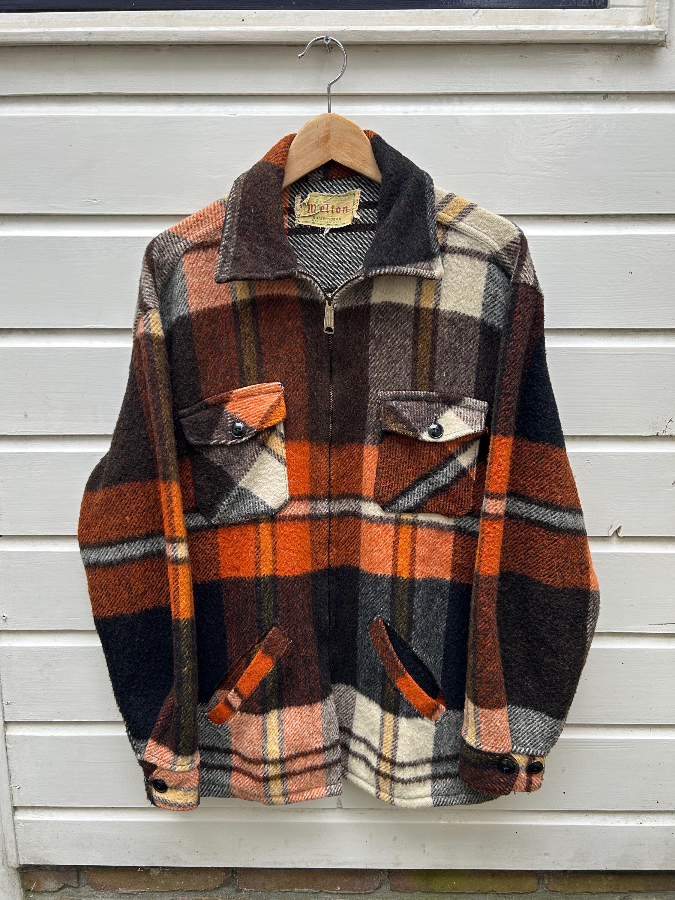 Vintage 70s: Melton Outerwear Wool Plaid Jacket - Talon Vintage 70s: Melton Outerwear Wool Plaid Jacket - Talon