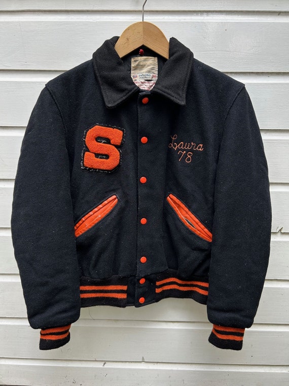70s~80'S DeLONG sailor collar wool varsity jacket award jacket varsity jacket made in USA women's XL size /eaa471164